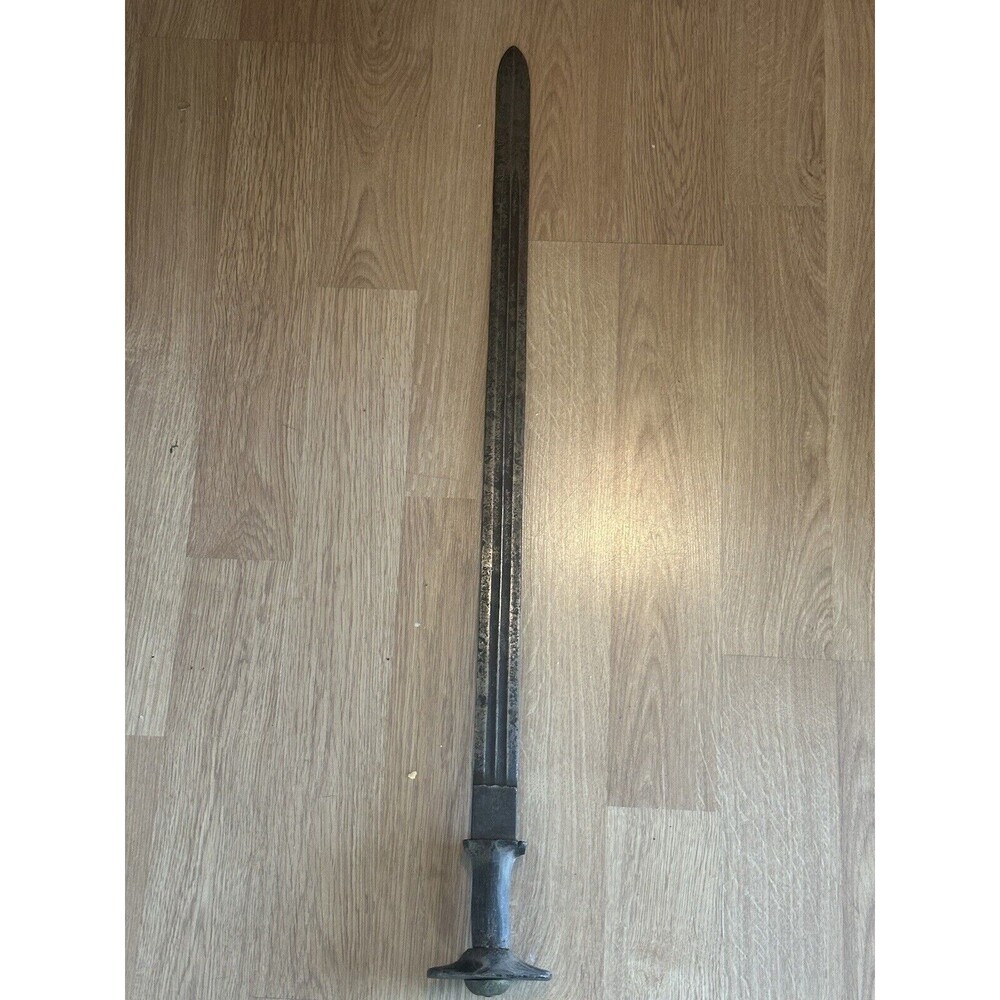 19th C. ETHIOPIAN SAIF SHOTEL SWORD ENGRAVED ABYSSINIAN GURADE HORN HILT